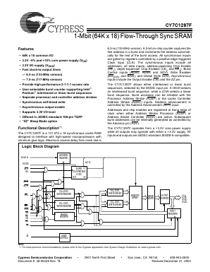 CY7C1297F Datasheet PDF Cypress Semiconductor