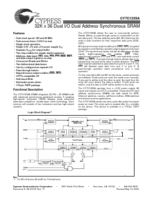 CY7C1299A Datasheet PDF Cypress Semiconductor
