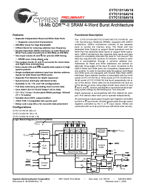 CY7C1311AV18-200BZC Datasheet PDF Cypress Semiconductor