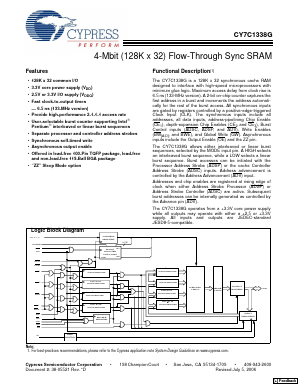 CY7C1338G-133BGI Datasheet PDF Cypress Semiconductor