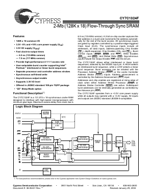 CY7C1324F Datasheet PDF Cypress Semiconductor