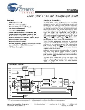 CY7C1325G-133AXI Datasheet PDF Cypress Semiconductor