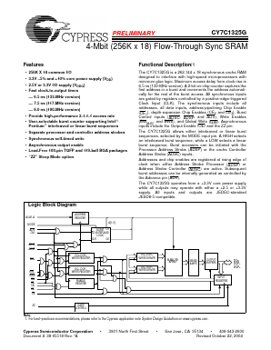 CY7C1325G-117BGI Datasheet PDF Cypress Semiconductor