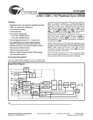 CY7C1326F-100AC Datasheet PDF Cypress Semiconductor