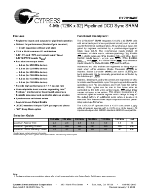 CY7C1340F-133AI Datasheet PDF Cypress Semiconductor