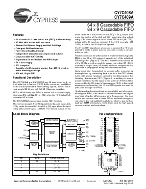 CY7C408A-15LMB Datasheet PDF Cypress Semiconductor