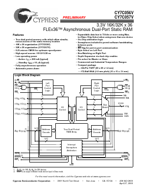 CY7C057V-20_00 Datasheet PDF Cypress Semiconductor