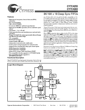 CY7C4255-15AI Datasheet PDF Cypress Semiconductor