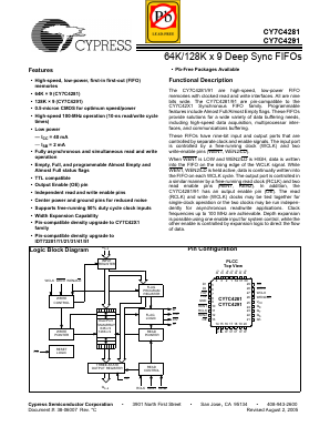 CY7C4291-25 Datasheet PDF Cypress Semiconductor
