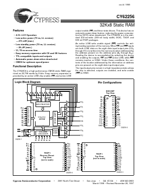 CY62256-55SNC Datasheet PDF Cypress Semiconductor