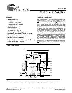 CY62256VLL-70ZRI Datasheet PDF Cypress Semiconductor