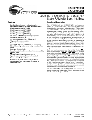 CY7C024-35AI Datasheet PDF Cypress Semiconductor