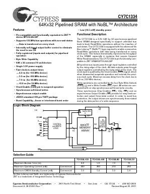 CY7C1334-50 Datasheet PDF Cypress Semiconductor