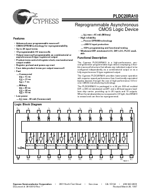 PLDC20RA10-20PC Datasheet PDF Cypress Semiconductor