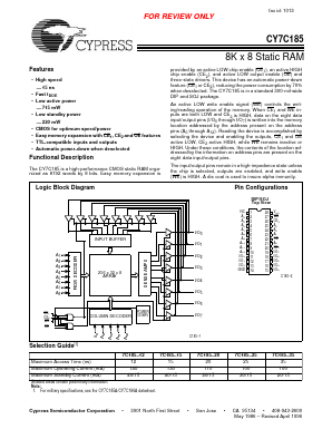 CY7C185-35 Datasheet PDF Cypress Semiconductor