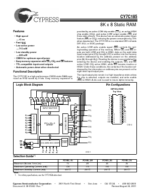CY7C185-35VC Datasheet PDF Cypress Semiconductor