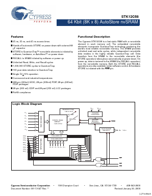 STK12C68-C45 Datasheet PDF Cypress Semiconductor