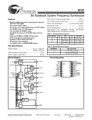 W137 Datasheet PDF Cypress Semiconductor