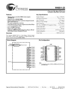 W40S11-23G Datasheet PDF Cypress Semiconductor