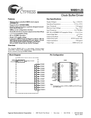 W40S11 Datasheet PDF Cypress Semiconductor