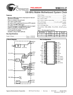 W48C111-17H Datasheet PDF Cypress Semiconductor