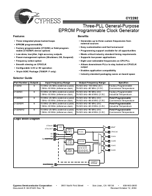 CY2292 Datasheet PDF Cypress Semiconductor