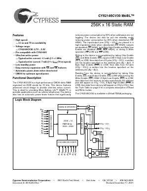 CY62146CV30 Datasheet PDF Cypress Semiconductor