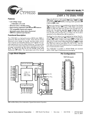 CY62146VLL-70ZI Datasheet PDF Cypress Semiconductor