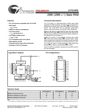 CY7C197D-10PXC Datasheet PDF Cypress Semiconductor