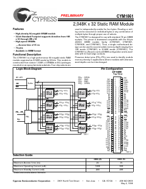 CYM1861 Datasheet PDF Cypress Semiconductor