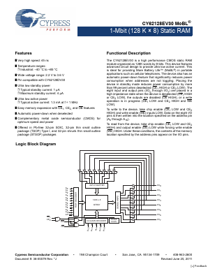 CY62128EV30LL-45ZXI Datasheet PDF Cypress Semiconductor