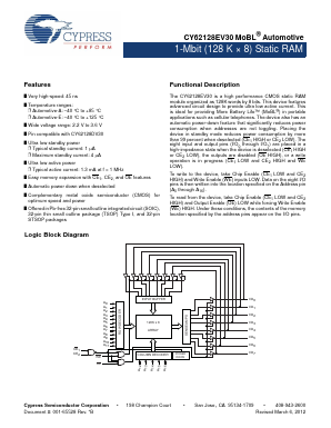 CY62128EV30 Datasheet PDF Cypress Semiconductor