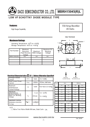 MBRH15045RL Datasheet PDF DACO SEMICONDUCTOR CO.,LTD.