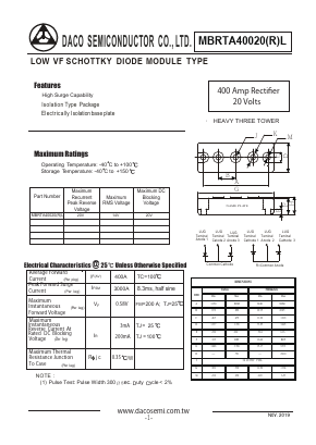 MBRTA40020L Datasheet PDF DACO SEMICONDUCTOR CO.,LTD.