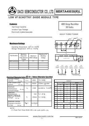 MBRTA40030L Datasheet PDF DACO SEMICONDUCTOR CO.,LTD.