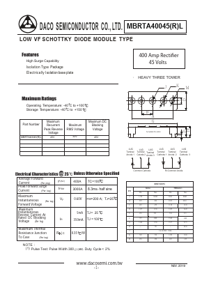 MBRTA40045L Datasheet PDF DACO SEMICONDUCTOR CO.,LTD.