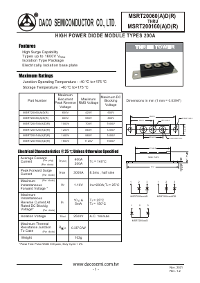 MSRTA200160ADR Datasheet PDF DACO SEMICONDUCTOR CO.,LTD.