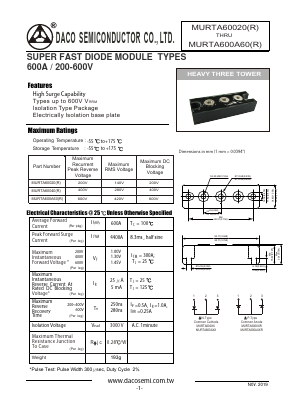 MURTA600A60R Datasheet PDF DACO SEMICONDUCTOR CO.,LTD.