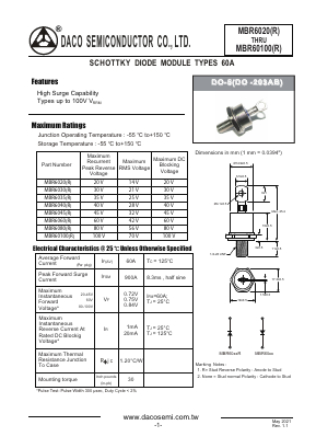 MBR6040R Datasheet PDF DACO SEMICONDUCTOR CO.,LTD.