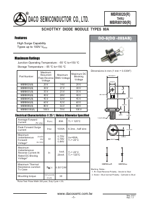 MBR8020 Datasheet PDF DACO SEMICONDUCTOR CO.,LTD.