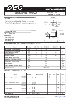 B5819WS Datasheet PDF Daesan Electronics Corp.
