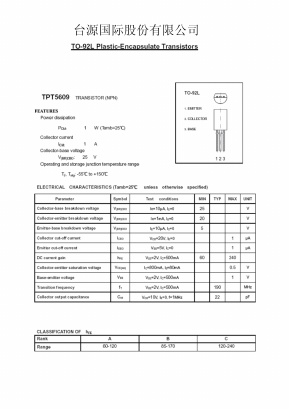 TPT5609 Datasheet PDF Daya Electric Group Co., Ltd.