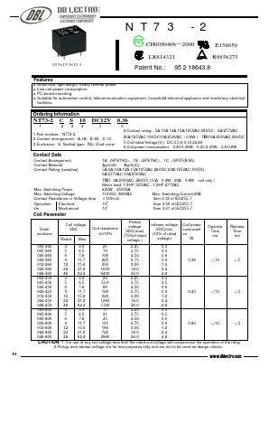 NT73-2 Datasheet PDF DB Lectro Inc