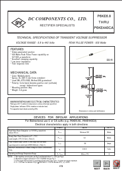 P6KE91 Datasheet PDF DC COMPONENTS