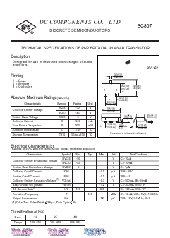 BC807 Datasheet PDF DC COMPONENTS
