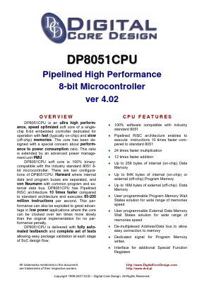 DP8051XP_07 Datasheet PDF Digital Core Design