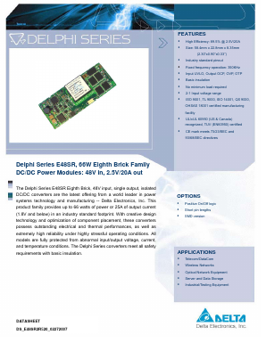 E48SR2R520PKFA Datasheet PDF Delta Electronics, Inc.