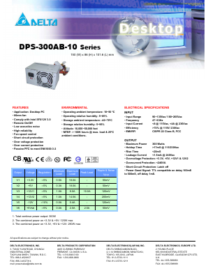 DPS-300AB-10 Datasheet PDF Delta Electronics, Inc.