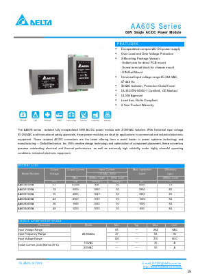 AA60S0500A Datasheet PDF Delta Electronics, Inc.