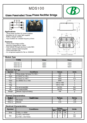 MDS100-18 Datasheet PDF Nanjing International Group Co